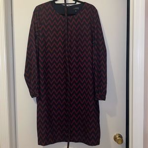 Maroon and navy chevron shift dress